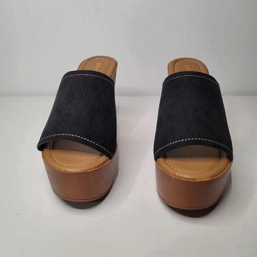 Bamboo black platform sandal